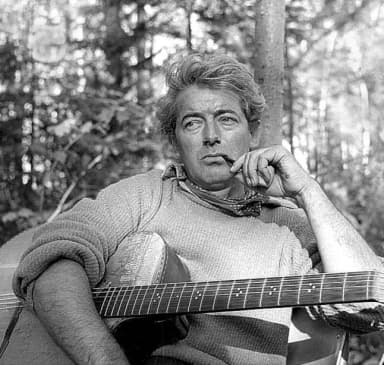 Félix Leclerc: Quebec's singer and poet Felix Leclerc in a image from the "Abitibi" TV program, July 1957