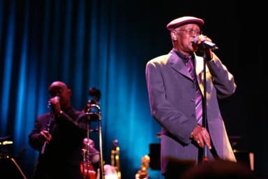 Ibrahim Ferrer: Picture of Ibrahim Ferrer, taken during a concert in the Oosterpoort, Groningen (The Netherlands) at October 20th 2004. Picture by Patrick Sinke.