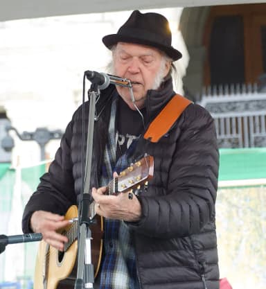 Neil Young: Neil Young playing in support of Fairy Creek activists
