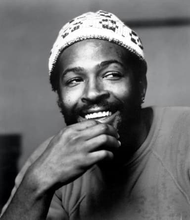 Marvin Gaye: Publicity photo of Marvin Gaye in 1973, during recording sessions for the album Let's Get It On at the " Hitsville West " Studio in Los Angeles. Gaye's record
