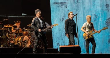 U2: U2 performing on the Joshua Tree Tour 2017 in Brussels, Belgium on August 1, 2017